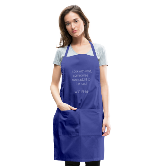 Cooking With Wine Apron - royal blue