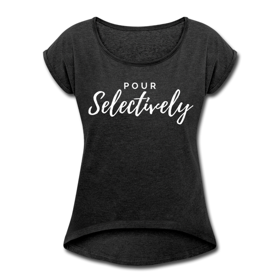 Pour Selectively Roll Cuff T-Shirt - heather black