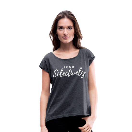 Pour Selectively Roll Cuff T-Shirt - navy heather
