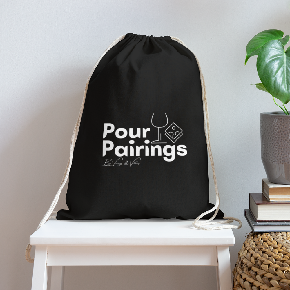 Pour Pairings Drawstring Bag - black