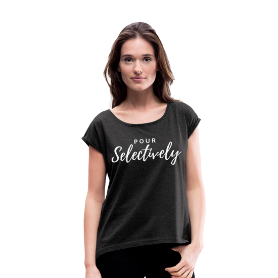 Pour Selectively Roll Cuff T-Shirt - heather black