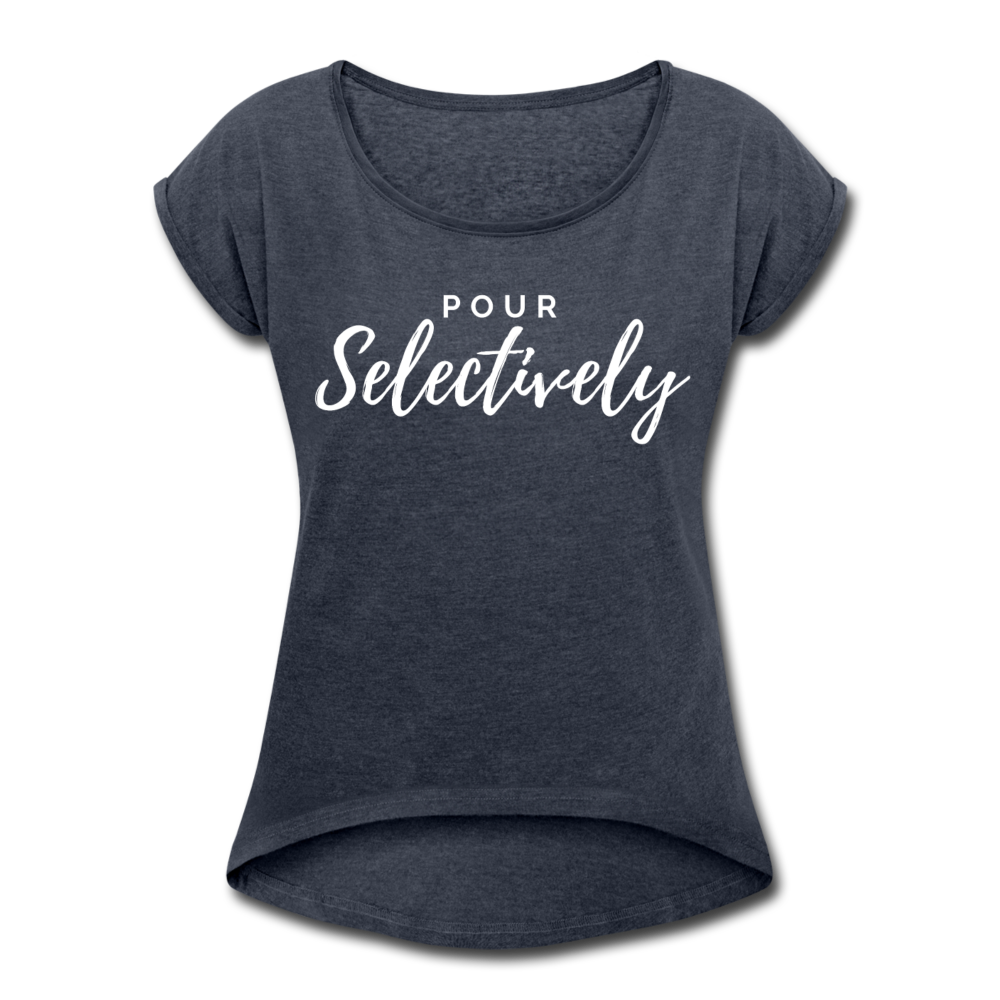 Pour Selectively Roll Cuff T-Shirt - navy heather