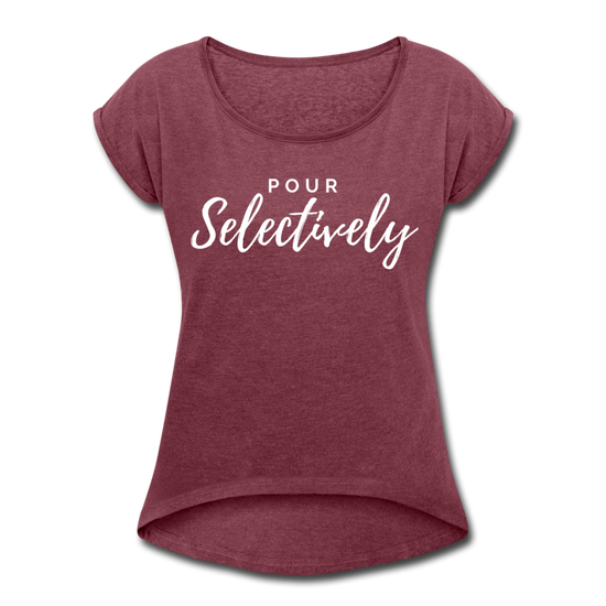 Pour Selectively Roll Cuff T-Shirt - heather burgundy