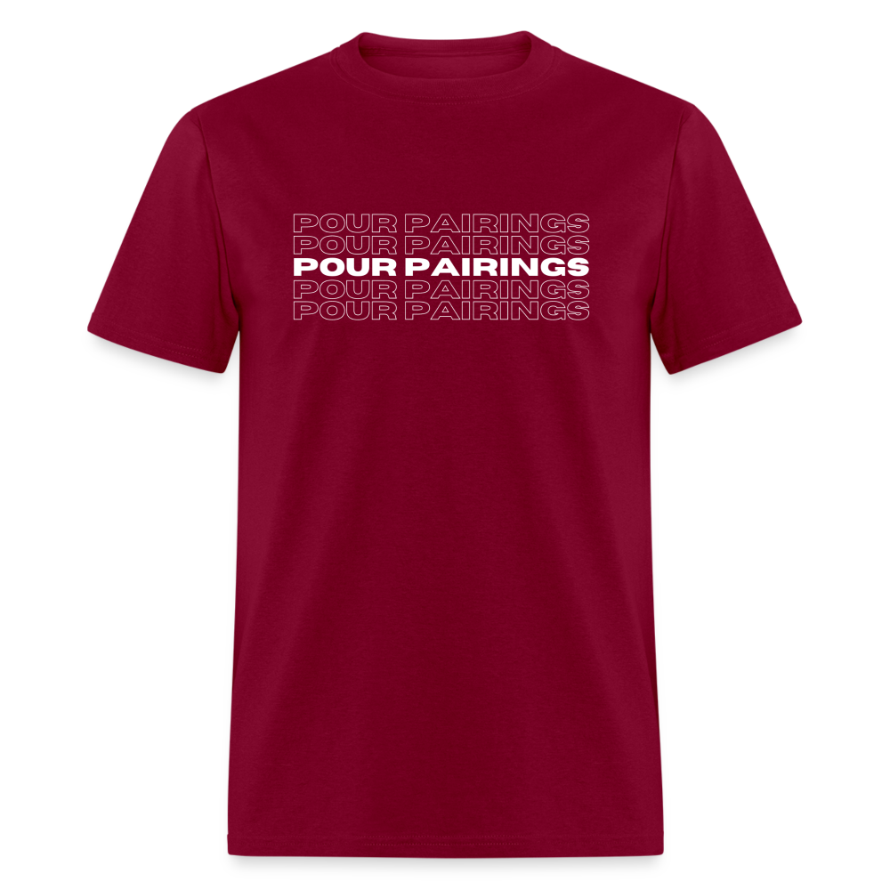 Pour Pairings T-Shirt (White Letters) - burgundy
