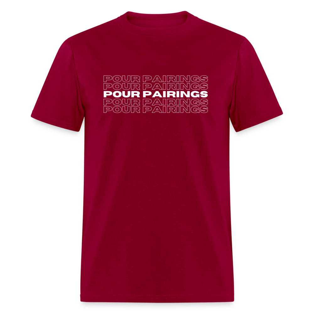Pour Pairings T-Shirt (White Letters) - dark red